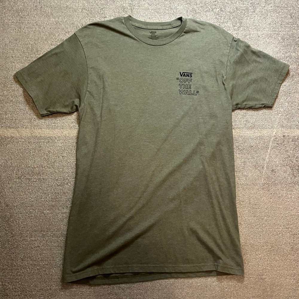 Vans Off The Wall Graphic T-Shirt Mens Large Olive Green Skater Punk Grunge